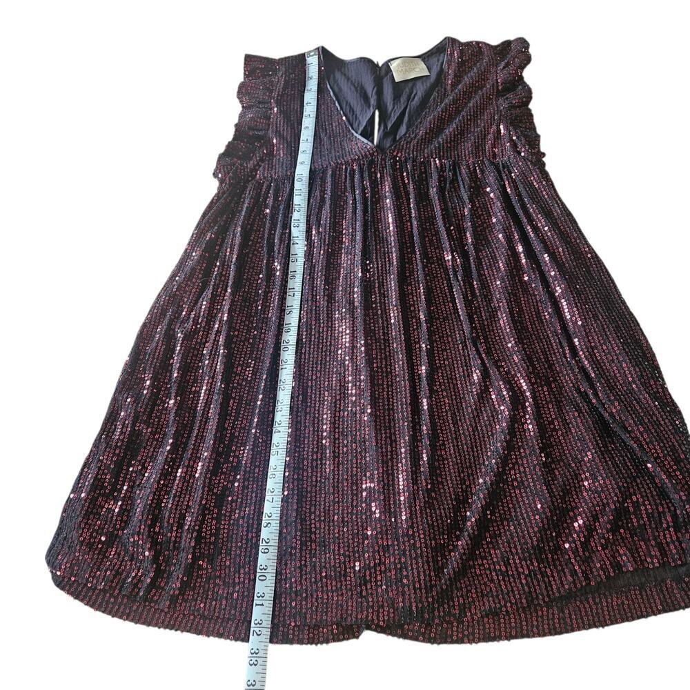 Women's Judith March Mini Red Sequins Ruffle Sleeveless Dress V-Neck Black M - Picture 10 of 10
